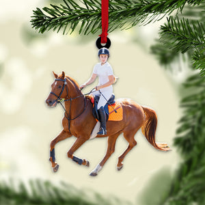 Personalized Custom Photo Ornament, Christmas Gift For Horse Riding Lover - Ornament - GoDuckee