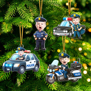 Custom Photo Gifts For Kids Christmas Ornament - Firefighter & Police Themes - Ornament - GoDuckee