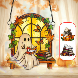 Spooky Ghost Suncatcher Ornament - Personalized Gifts For Book Lovers 04PGMG060825 - Ornament - GoDuckee