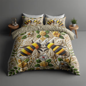 Personalized Gifts For Bee Lovers Quilt Bedding Set Special Line 03kaqn100125 Bee Couple Gifts - Blanket - GoDuckee