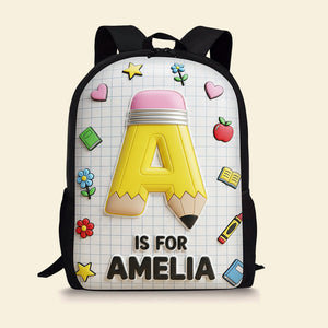 Pencil Initial Letter Alphabet School Bag - Personalized Gifts For Kids Back To School 04qhqn040825-Homacus