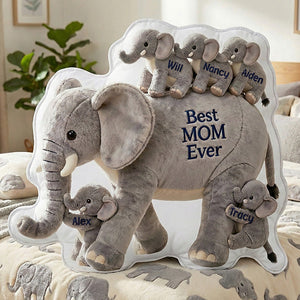 Elephant Family Personalized Gifts For Mom Shaped Pillow 05humg310126 - Pillow - GoDuckee