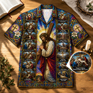 Jesus Cross Journey Hawaiian Shirt- Personalized Religious Summer Gifts 02HUDH180726 - Hawaiian Shirts - GoDuckee