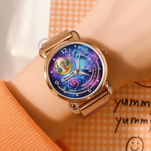 Custom Photo Heaven Angel Mesh Strap Quartz Watch Christmas Memorial Gifts 03hutn290725 - Quartz Watch - GoDuckee