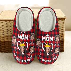Mom - The Heart of The Family, Custom Family Face Home Slippers, Gift For Mom, Mother's Day Gifts - Shoes - GoDuckee