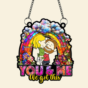 Personalized Gifts For Couples Acrylic Suncatcher Rainbow Flower 02XQQN041224HG - Ornament - GoDuckee