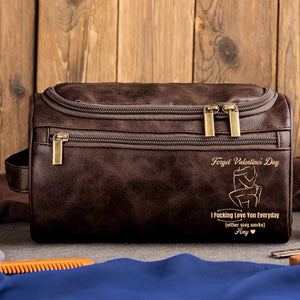 Naughty Couple Leather Toiletry Bag - Personalized Gifts For Couple 01pgqn111225 - Toiletry Bag - GoDuckee