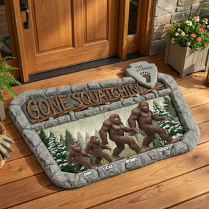 Gone Squatchin Bigfoot Family Shaped Doormat - Personalized Gifts For Wildlife Family 02qhtn181225 - Doormat - GoDuckee