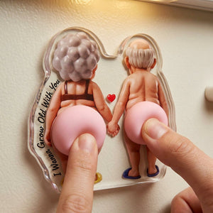 Naughty Old Couples Anti-collision Acrylic Fridge Magnet - Personalized Gifts For Couples 05hudt150626 - Fridge Magnet - GoDuckee