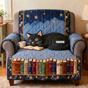 Black Cat Quilted Sofa Cover Personalized Gifts For Book Lovers 02natn240126 - Sofa Cover - GoDuckee