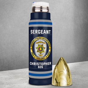 Police Bullet Tumbler With Department Logo - Custom Police Station Patches Gifts For Police With Name, Number Tag 01qhqn121224 - Tumbler Cup - GoDuckee