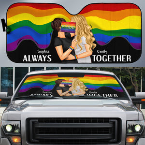 Personalized Gifts For Couple Windshield Sunshade 04OHQN190624 Kising LGBT Couple - Doormat - GoDuckee