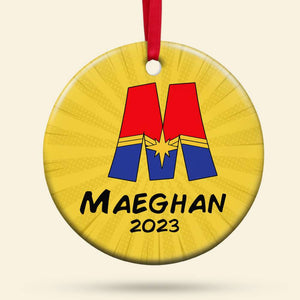 Gift For Kids, Personalized Ceramic Ornament, Super Letter Kids Name Ornament, Christmas Gift 05NAHN261023HH - Ornament - GoDuckee
