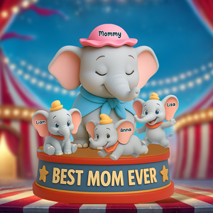 Personalized Gifts For Elephant Mom Acrylic Plaque, Happy Mom 01NAPU140425 - Shaped Plaques - GoDuckee