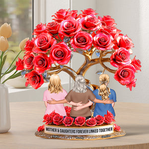 Personalized Gifts For Mom Plaque Mother Daughters Forever Linked Together 06tgqn220425tm - Shaped Plaques - GoDuckee