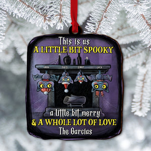 A Little Bit Spooky, A Little Bit Merry - Bat Family - Personalized Wood Ornament, Gift For Family - Ornament - GoDuckee