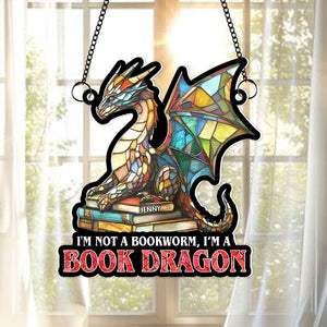 Personalized Gifts For Book Lover Suncatcher Ornament Dragon Reading Book 032XQMH060125 - Ornament - GoDuckee
