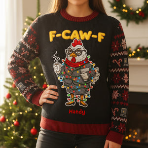 Funny Chicken Knitted Ugly Sweater - Personalized Gifts For Officers 05TOMG011125 - Ugly Christmas Sweater - GoDuckee