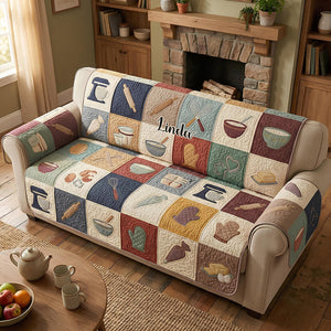 Tasteful Baking Collage Quilted Sofa Cover, Personalized Gifts For Baking Lovers 04qhdt260126 - Sofa Cover - GoDuckee