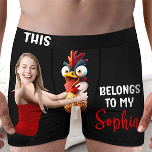 This Cock Belong To, Couple Gift, Personalized Men Boxer, Funny Couple Boxer, Gift For Him - Boxer Briefs - GoDuckee