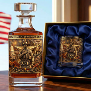 Anniversary Veteran Decanter Set - Personalized Gift For Military Decanter Set 01TOQN280226 - Bottle - GoDuckee