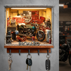 Garage Key Hanger - Personalized Gifts For Bikers 03toqn171225 - Wood Sign - GoDuckee