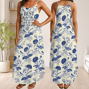 Flower Toile de Jouy Suspender Maxi Dress - Personalized Gifts For Mom 05PGQN200326 - Dress - GoDuckee