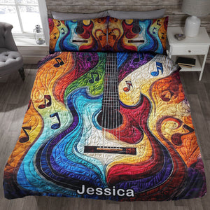 Personalized Colorful Rainbow Guitar For Guitar Lovers Quilt Bedding Set Special Line 07QNQN301224 - Blanket - GoDuckee