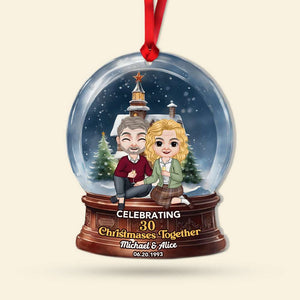 Celebrating Christmas Together, Couple Gift, Personalized Acrylic Ornament, Snowball Couple Ornament, Christmas Gift - Ornament - GoDuckee