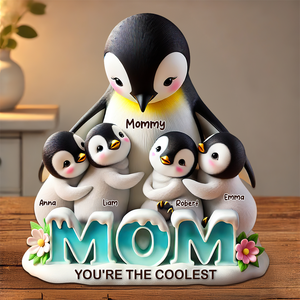 Penguin Plaque - Personalized Gifts For Mom 02hupu180425 - Shaped Plaques - GoDuckee