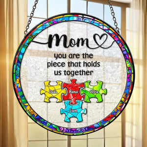 Personalized Gifts For Mom Stained Glass, Colorful Puzzle Pieces Mother's Day 02ACDT240325 - Ornament - GoDuckee