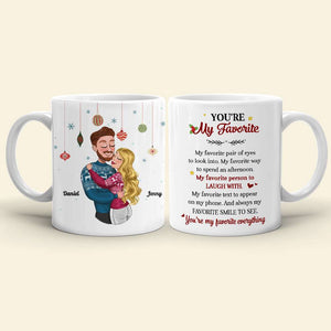 You're My Favorite, Couple Gift, Personalized Coffee Mug, Couple Hugging Mug, Christmas Gift - Coffee Mug - GoDuckee