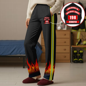 Firefighter Pajama Pants With Custom Shield, Personalized Gifts For Firefighters 03qhqn071125 - Pajama Pant - GoDuckee
