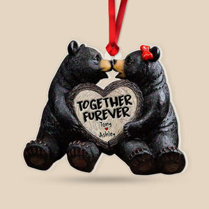 Bear Couple Hugging Together Furever Personalized Flat Acrylic Ornament,Christmas Gift Idea For Couple 04QHHN071123 - Ornament - GoDuckee