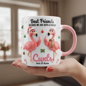 Flamingo Besties Accent Mug - Personalized Gifts For Besties 05NALU151125 - Coffee Mug - GoDuckee