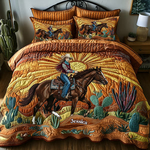Desert Sunset Cowgirl Quilt Bedding Set Special Line - Personalized Gifts For Cowgirl 05nalu191225 - Bedding Set - GoDuckee