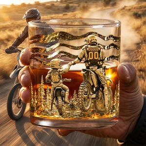 Dad Dirt Bike Round Glass - Personalized Gifts For Dad 05tglu140526 - Glass - GoDuckee