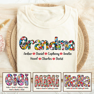 Personalized Gifts For Grandma Shirt, Vibrant Blooming Grandkids 01ACDT290325 - Shirts - GoDuckee
