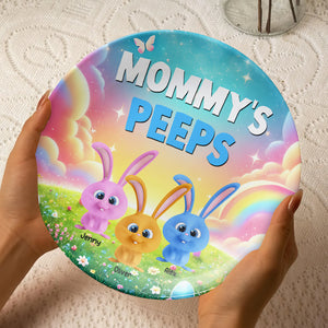 Personalized Gifts For Grandma Round Plate, Bunny Peeps 03TGMH140325 - Ceramic Round Plate - GoDuckee