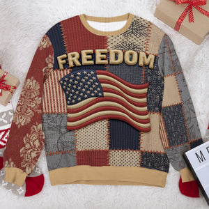 Freedom USA Flag Ugly Sweater- Christmas Gifts For Patriots 03paqn281025 - AOP Products - GoDuckee