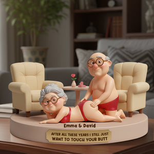 Funny Old Couple Acrylic Plaque - Personalized Gifts For Couples 09OHLU281125 - Shaped Plaques - GoDuckee