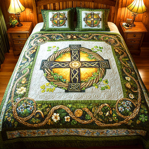Gifts For Christian Quilt Bedding Set Special Line - St. Patrick's Edition, Celtic Cross 01tgqn180125 - Blanket - GoDuckee