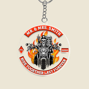 Romantic Skull Couple, Ride Together Last Forever, Personalized Keychain, Gifts For Couple - Keychains - GoDuckee