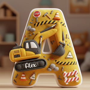 Excavator Alphabet Pillow - Personalized Gifts For Construction Lovers 02PGDT051225 - Pillow - GoDuckee