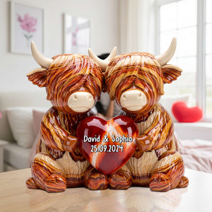 Highland Cow Couple Acrylic Plaque - Personalized Gifts For Couple 03natn190625 - Shaped Plaques - GoDuckee