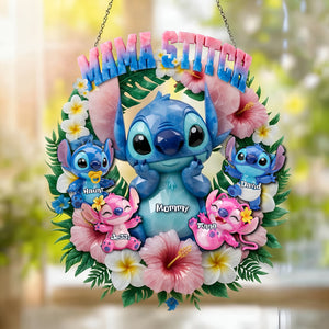 Mama & Her Tiny Chaos Crew Suncatcher - Personalized Gift For Mom 01TYLU130326-Homacus