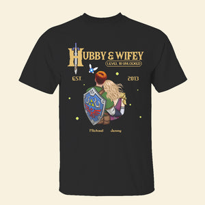 Hubby And Wifey, Gift For Couple, Personalized Shirt, Game Lover Couple Hugging Shirt, Anniversary Gift 06QHHN180723HH - Shirts - GoDuckee