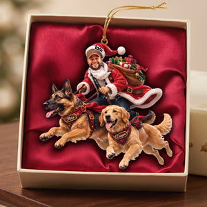 Custom Photo Joyful Santa With Dogs, Personalized Gifts For Dog Lovers 01qhlu080926