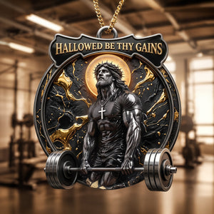 Jesus Lifts Acrylic Ornament, Personalized Gifts For Gymers & Weighlifting Lovers 02QHQN170826