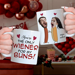 Custom Photo Gifts For Couple Coffee Mug You're The Only Wiener For My Buns - Coffee Mugs - GoDuckee